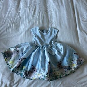 H&M Toddler Girl Blue Bunny Dress | Easter Spring Floral | Size 2T